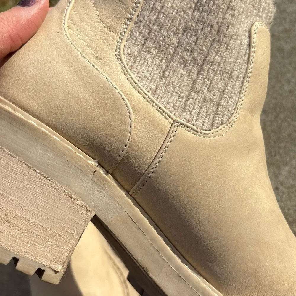 Lug Beige Ankle Boots - Picture 7 of 8